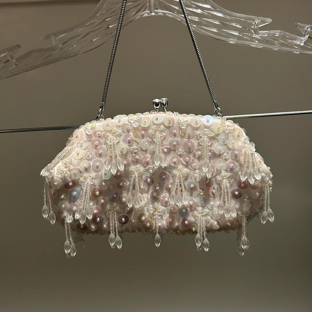 Mini white embellished evening purse from the 2000’s